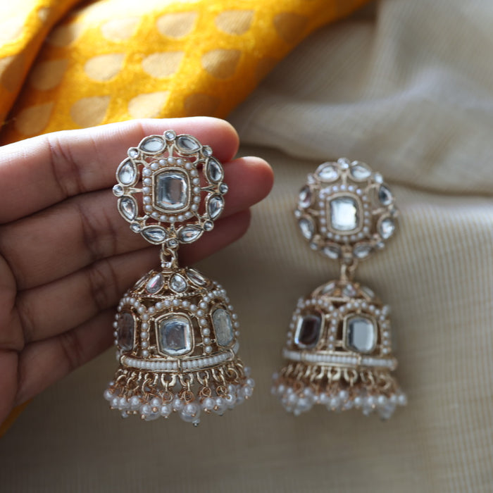 Trendy pearl jumka earrings and tikka TJ2248
