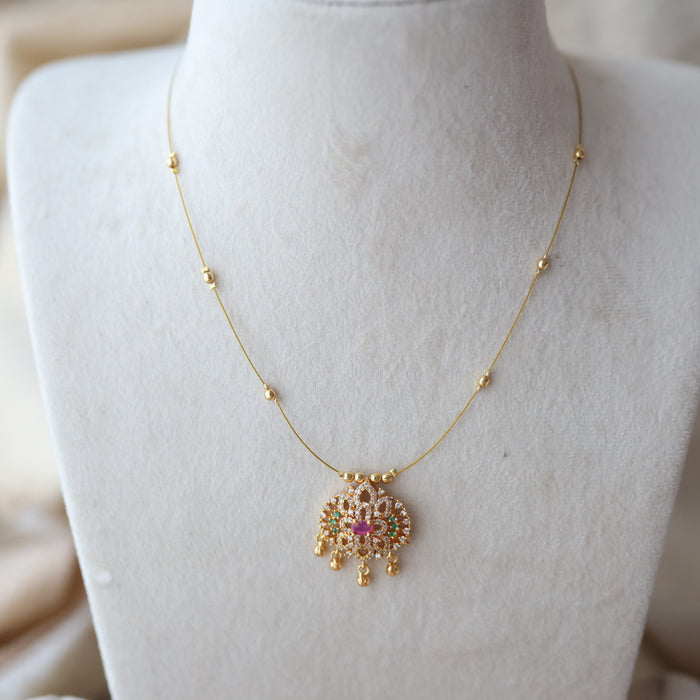 Heritage gold plated invisible short necklace IN803