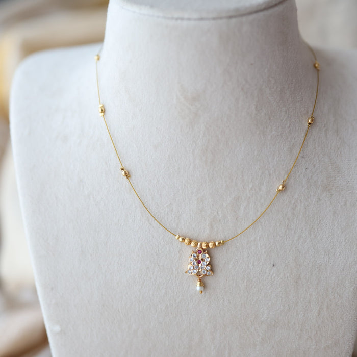 Heritage gold plated invisible short necklace IN805