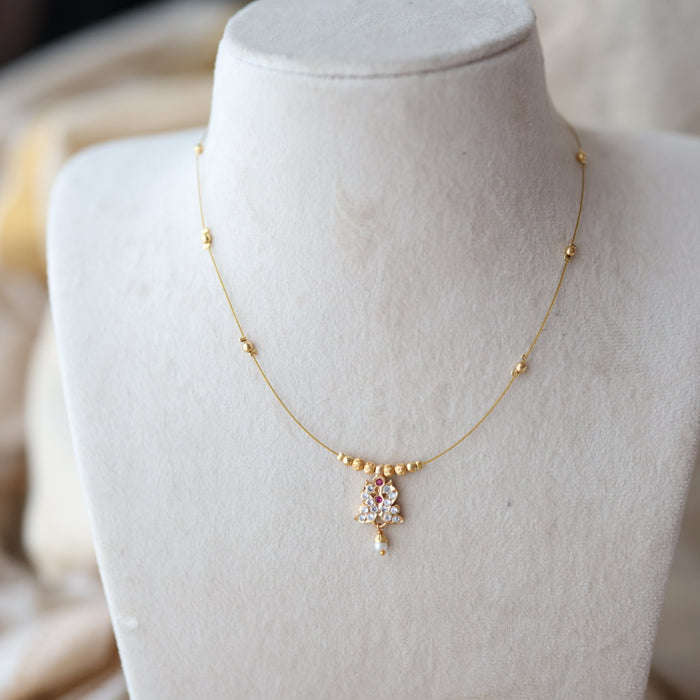 Heritage gold plated invisible short necklace IN805