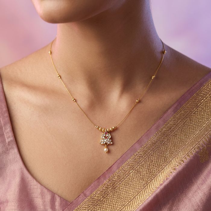 Heritage gold plated invisible short necklace IN805