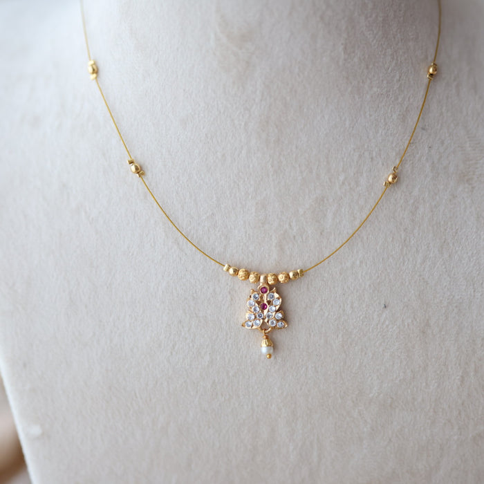 Heritage gold plated invisible short necklace IN805