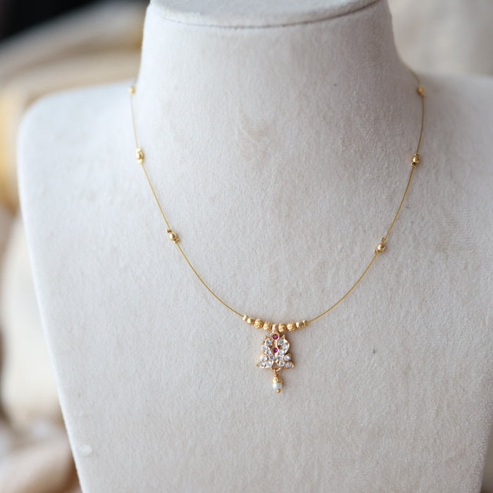 Heritage gold plated invisible short necklace IN805