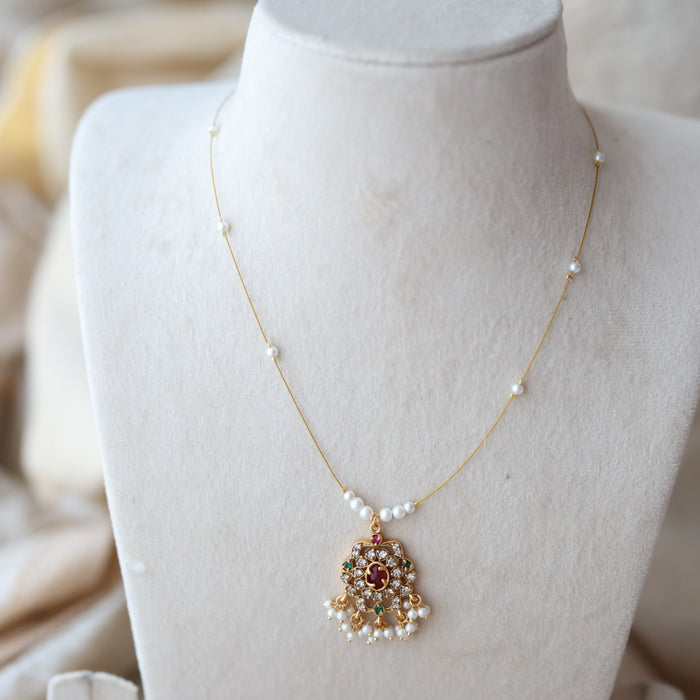 Heritage gold plated invisible short necklace IN678