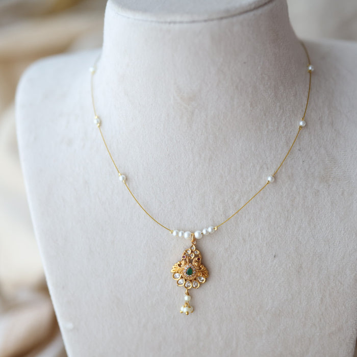 Heritage gold plated invisible short necklace IN678