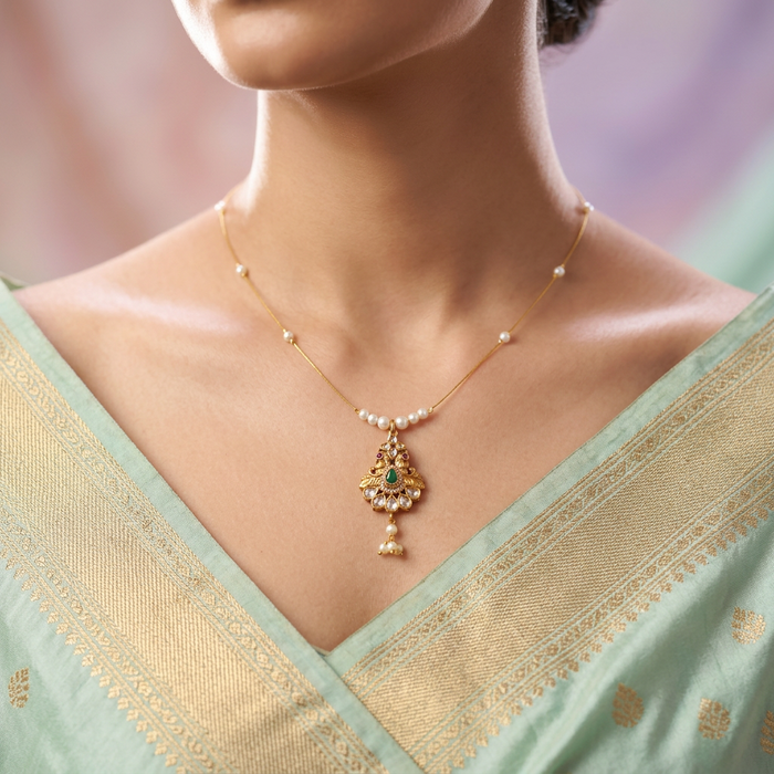 Heritage gold plated invisible short necklace IN678