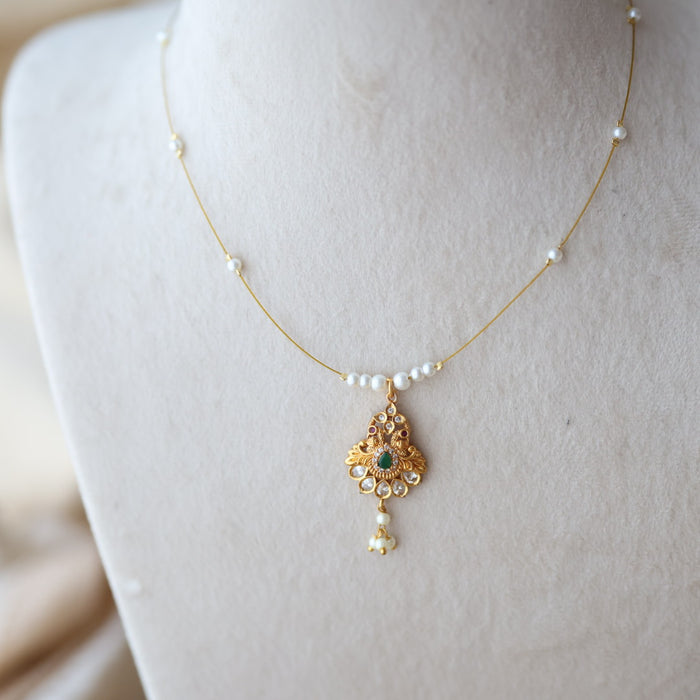 Heritage gold plated invisible short necklace IN678