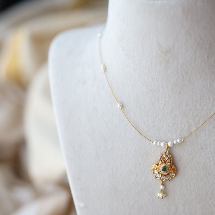 Heritage gold plated invisible short necklace IN678