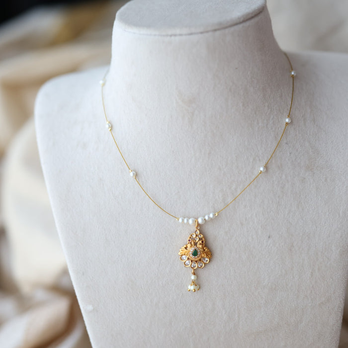Heritage gold plated invisible short necklace IN678
