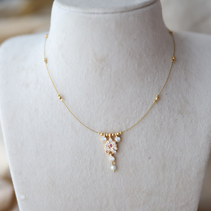 Heritage gold plated invisible short necklace IN675