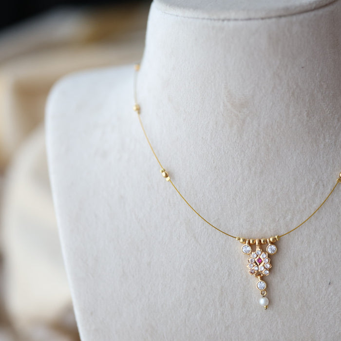 Heritage gold plated invisible short necklace IN675