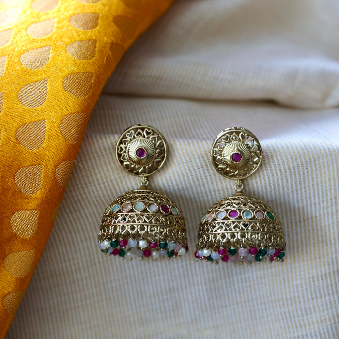 Trendy pearl jumka earrings TJ3047