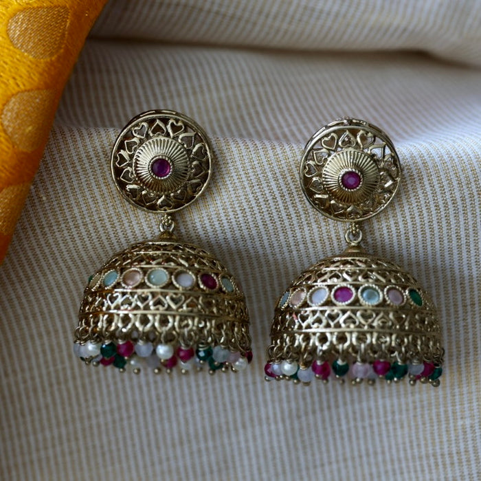 Trendy pearl jumka earrings TJ3047