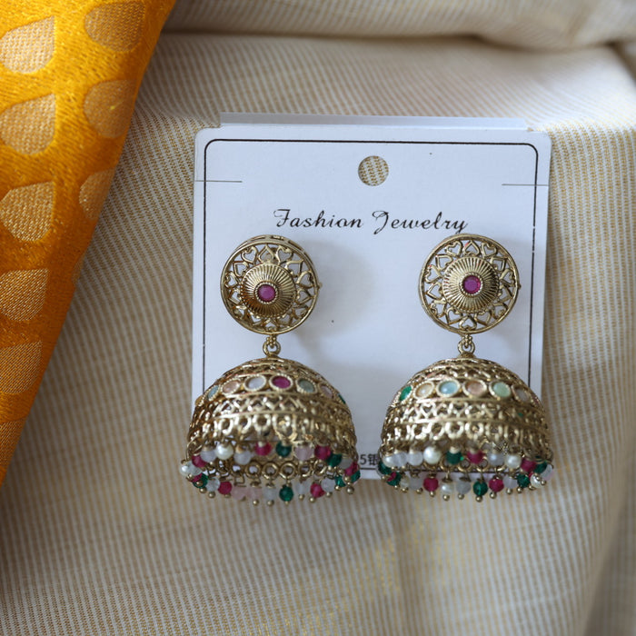 Trendy pearl jumka earrings TJ3047