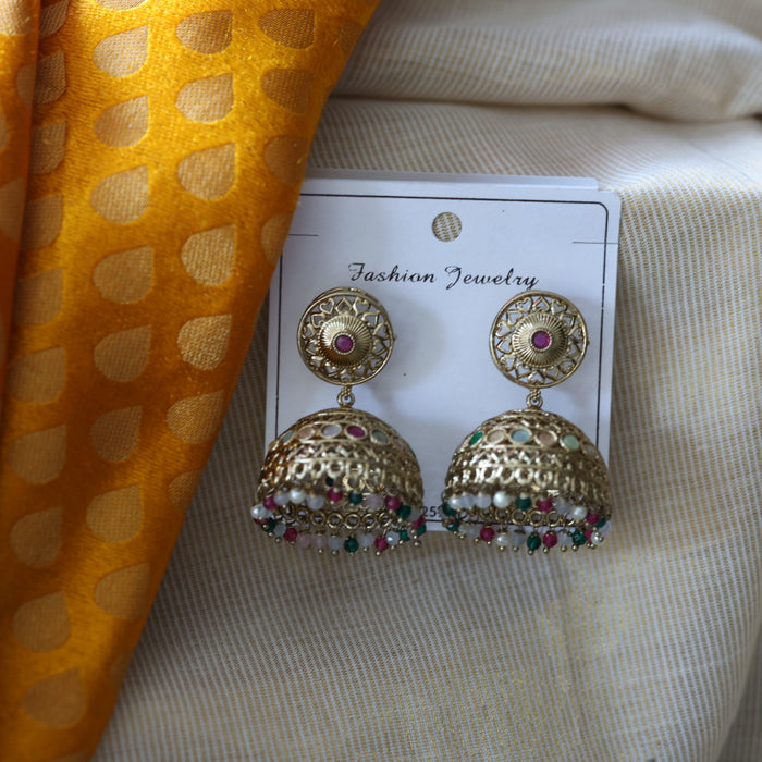 Trendy pearl jumka earrings TJ3047