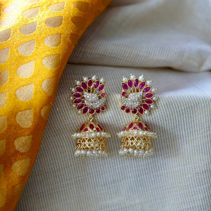 Heritage ruby stone jumka earrings HJ254