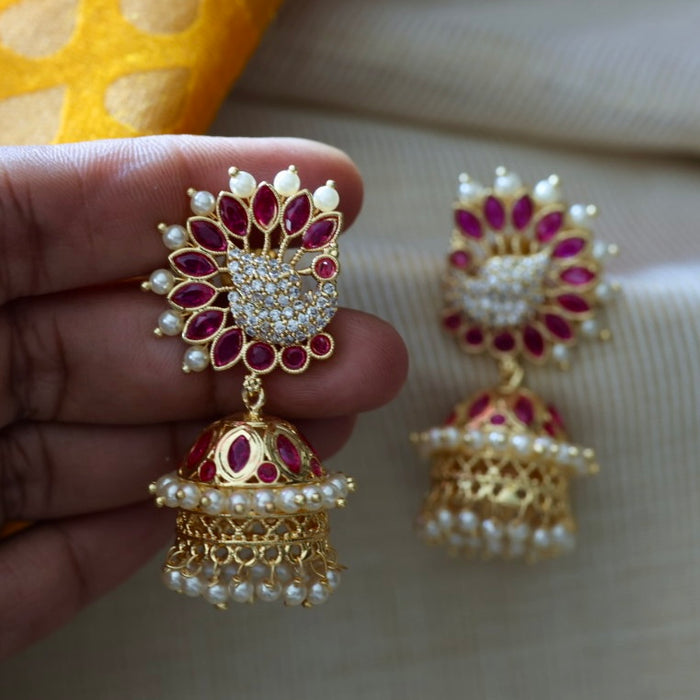 Heritage ruby stone jumka earrings HJ254