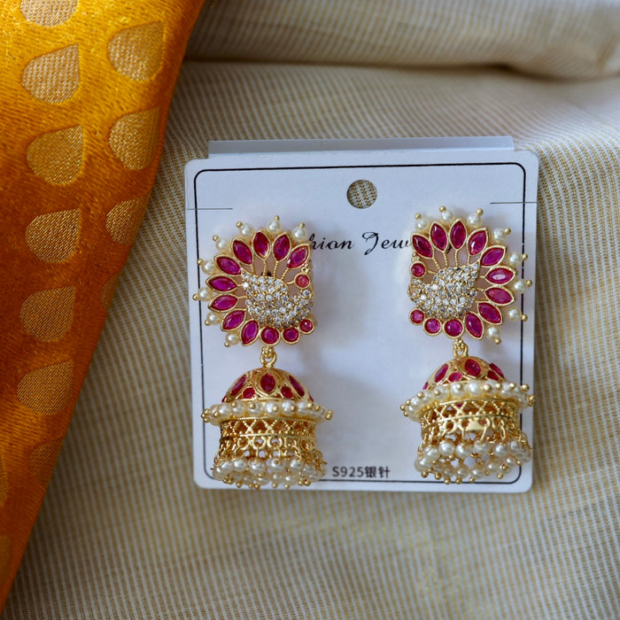Heritage ruby stone jumka earrings HJ254