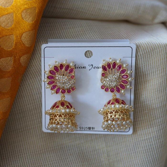 Heritage ruby stone jumka earrings HJ254