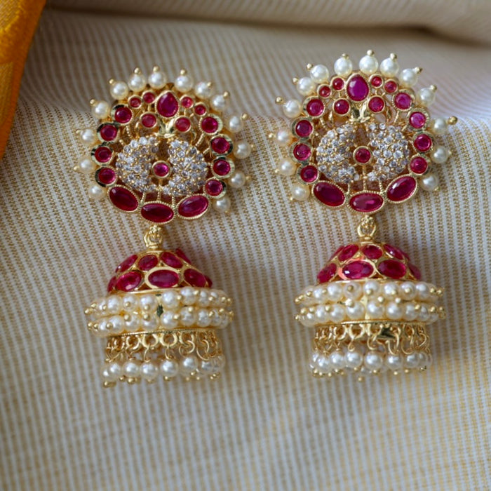 Heritage ruby stone jumka earrings AJ254