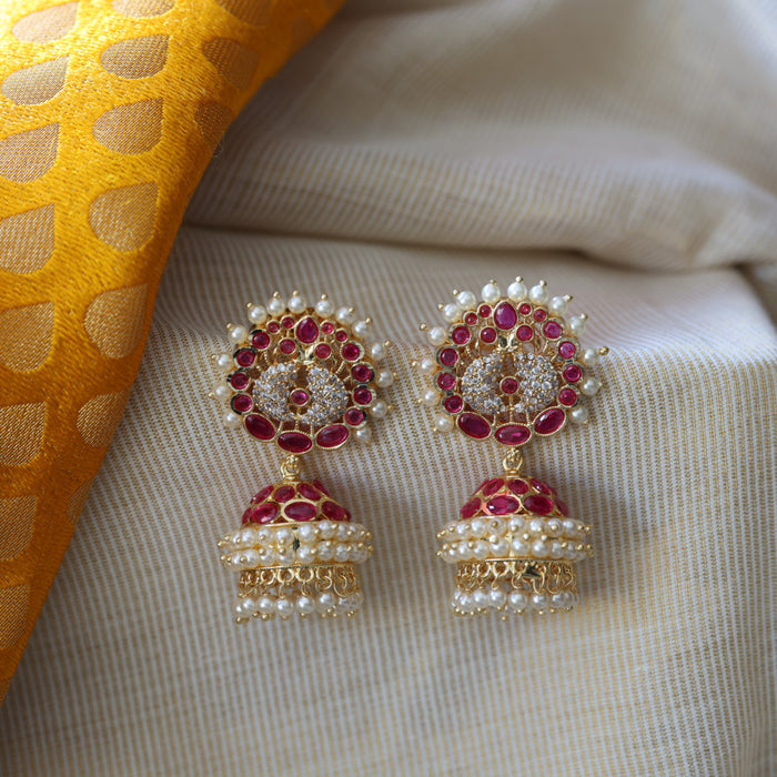 Heritage ruby stone jumka earrings AJ254