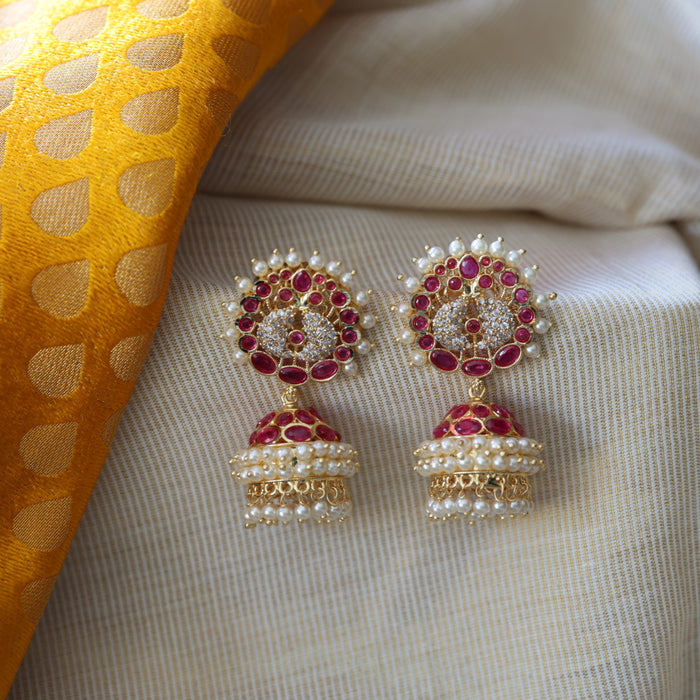 Heritage ruby stone jumka earrings AJ254