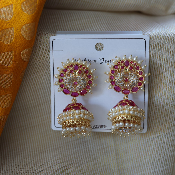 Heritage ruby stone jumka earrings AJ254