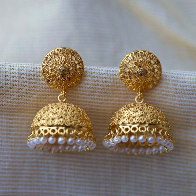 Heritage gold plated jumka earrings HJ2398