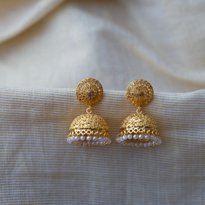 Heritage gold plated jumka earrings HJ2398