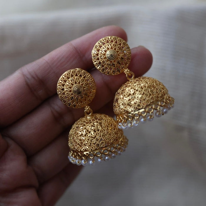 Heritage gold plated jumka earrings HJ2398