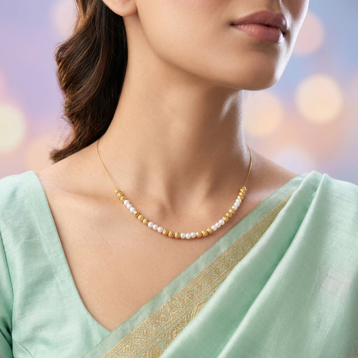 Heritage white pearl invisible short necklace IN3455