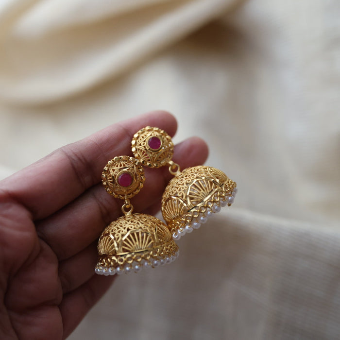 Heritage gold plated gold look a like jumka earrings  HJ233