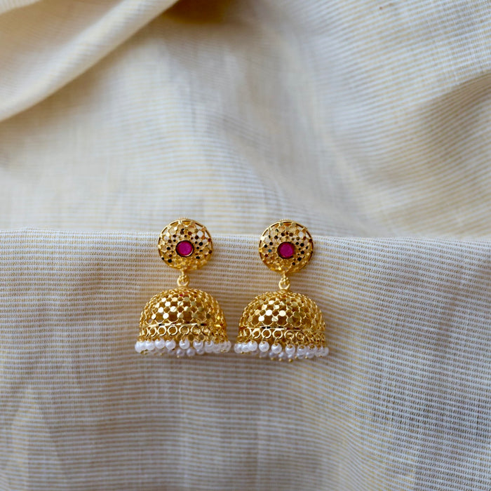 Heritage gold plated jumka earrings HJ2389