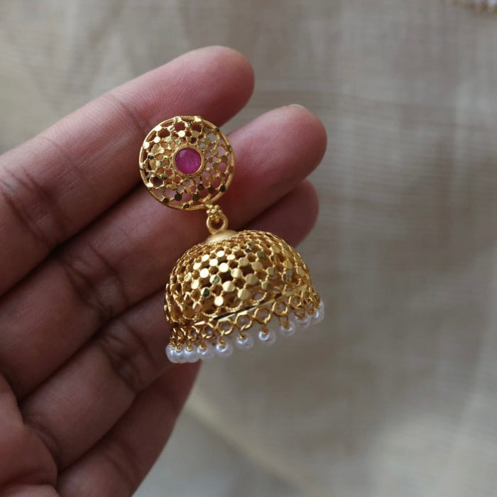 Heritage gold plated jumka earrings HJ2389