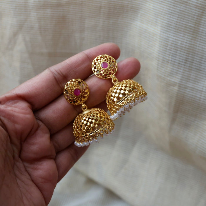 Heritage gold plated jumka earrings HJ2389