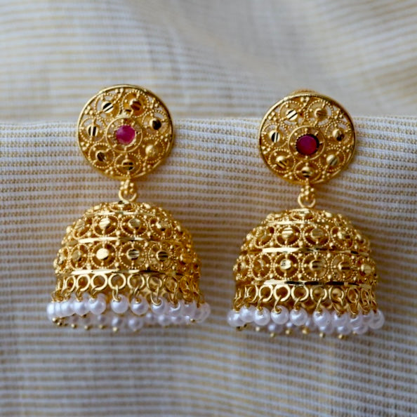 Heritage gold plated jumka earrings HJ2392