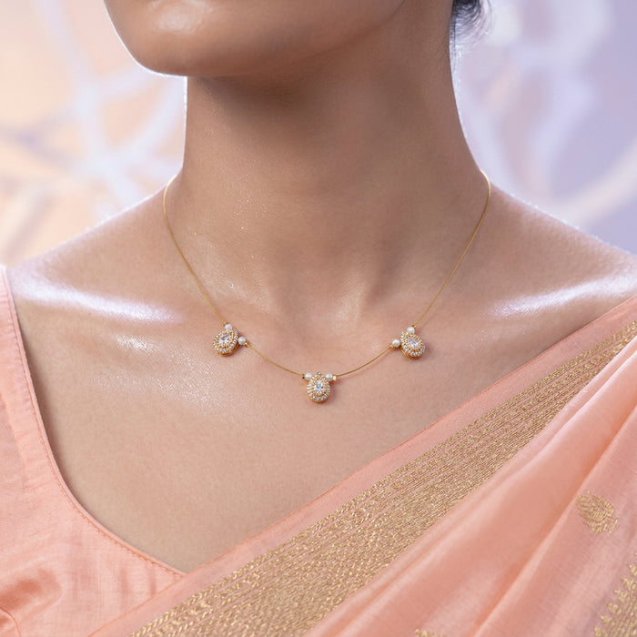 Heritage white stone invisible short necklace IN99222