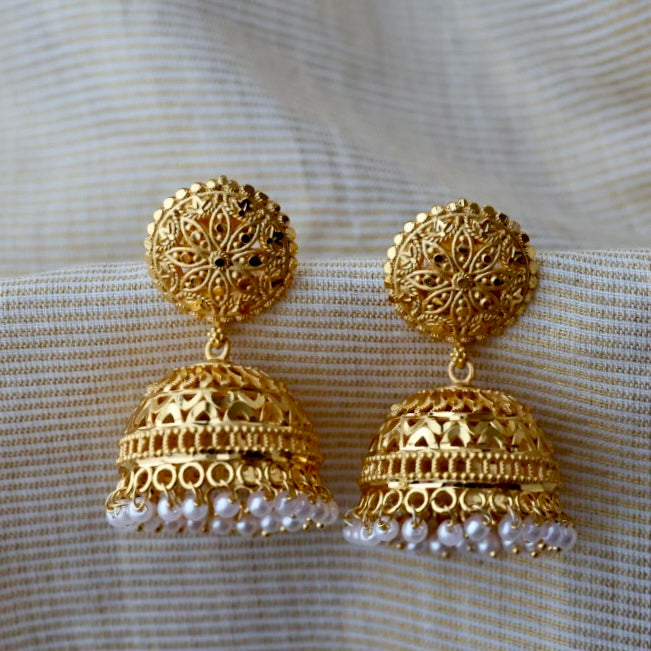 Heritage gold plated jumka earrings HJ2390