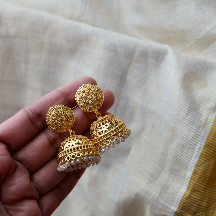 Heritage gold plated jumka earrings HJ2390