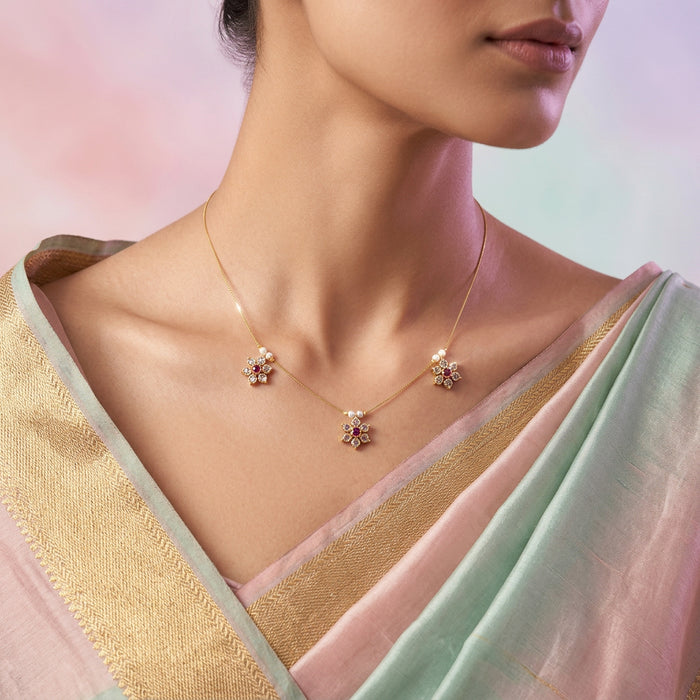 Heritage white stone invisible short necklace IN899