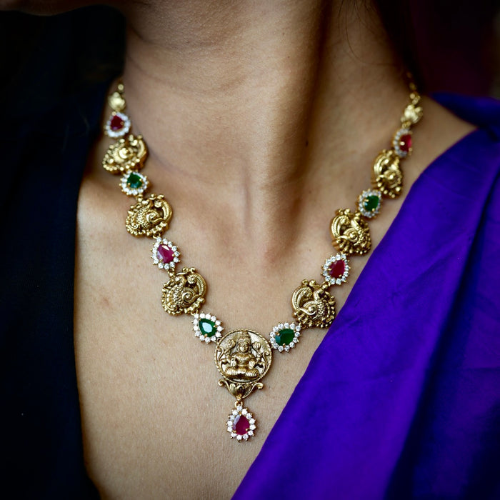 Antique temple short necklace with earrings TTS423