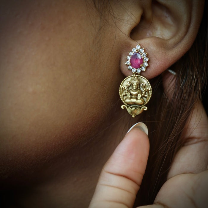 Antique temple short necklace with earrings TTS423