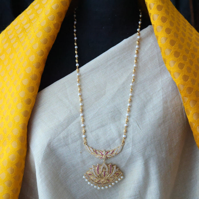Heritage gold plated padakam pearl long necklace HP904