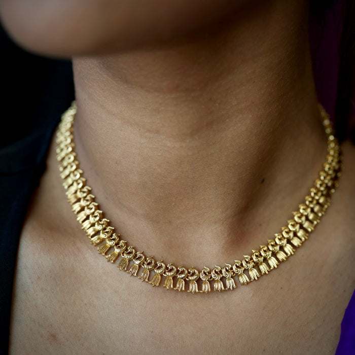 Antique gold simple short necklace with earrings TTS4356