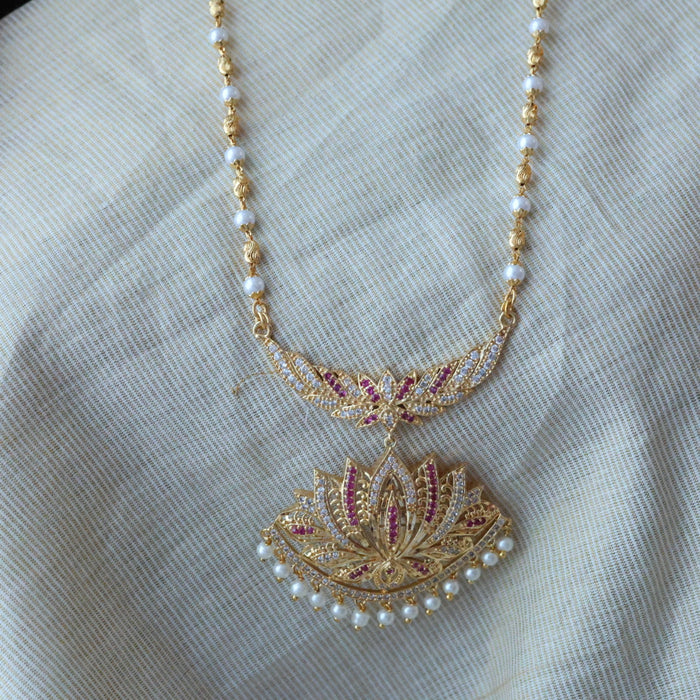 Heritage gold plated padakam pearl long necklace HP904