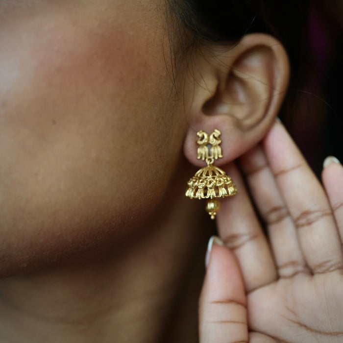 Antique gold simple short necklace with earrings TTS4356