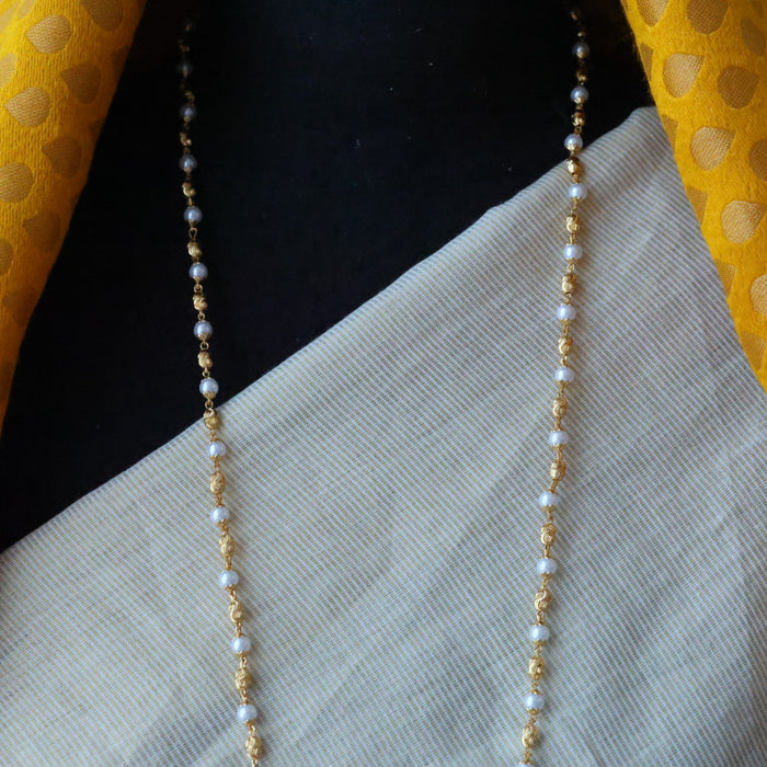 Heritage gold plated padakam pearl long necklace HP904