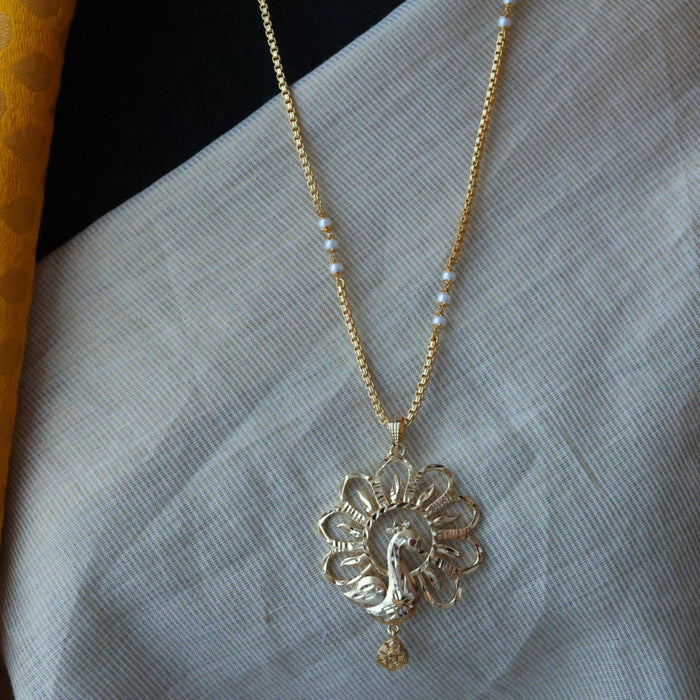 Heritage gold plated padakam pearl long necklace HP905