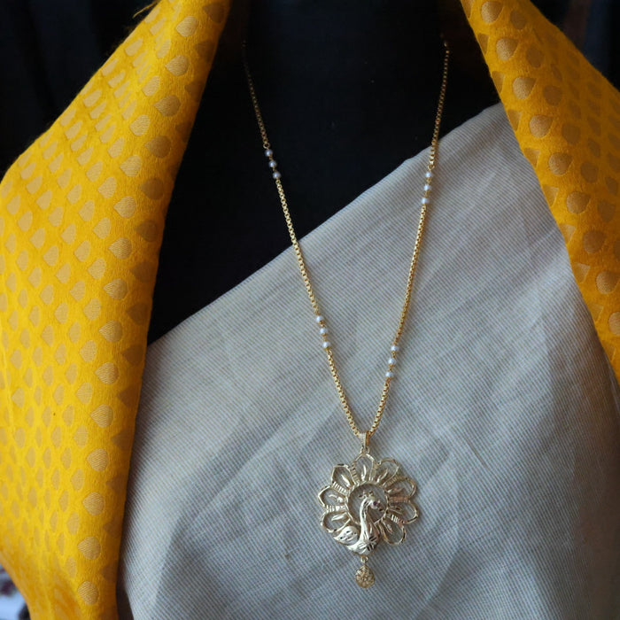 Heritage gold plated padakam pearl long necklace HP905