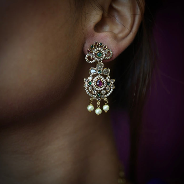 Antique short necklace with earrings TTS4911